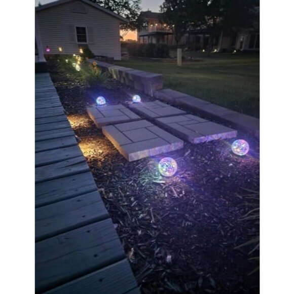 Solar Globe Lights Outdoor Waterproof-Solar Balls for Garden-Cracked Glass Ball - Picture 3 of 5